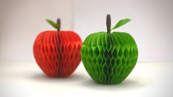 DIY 3D Paper Apple Craft Idea For Preschoolers