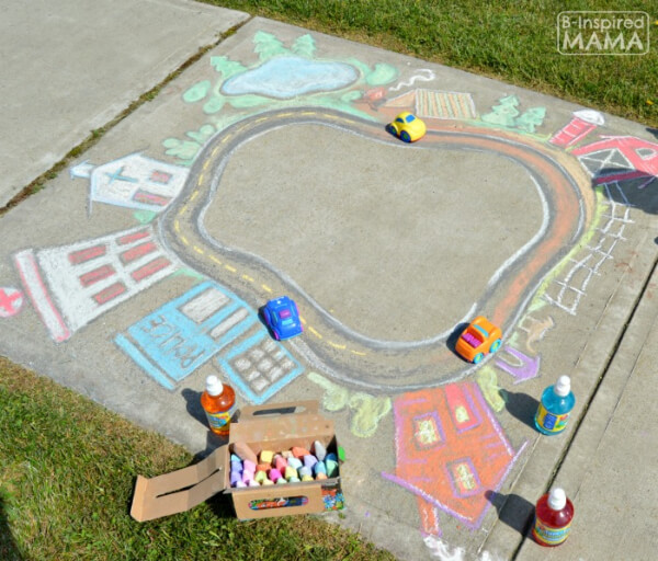 Giant Sidewalk Chalk Art Town Drawing Ideas For Kids