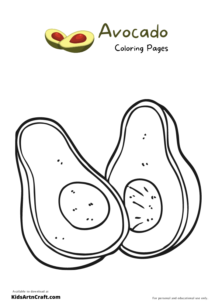Avocado Coloring Pages For Kids – Free Printables