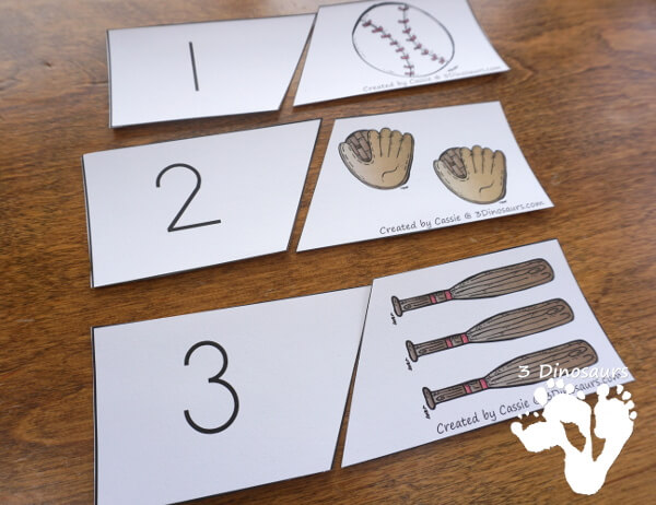 Baseball Themed Number Puzzles Activity For Kids