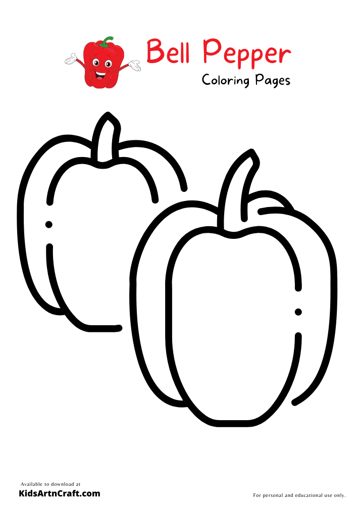 Bell Pepper Coloring Pages For Kids – Free Printables