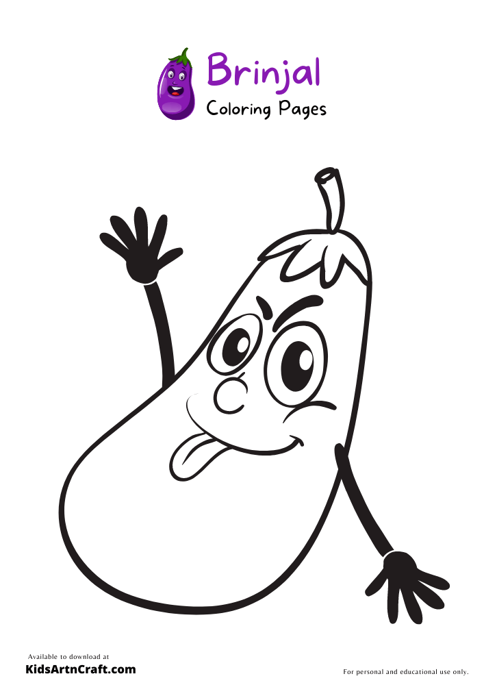 Eggplant/Brinjal Coloring Pages For Kids – Free Printables