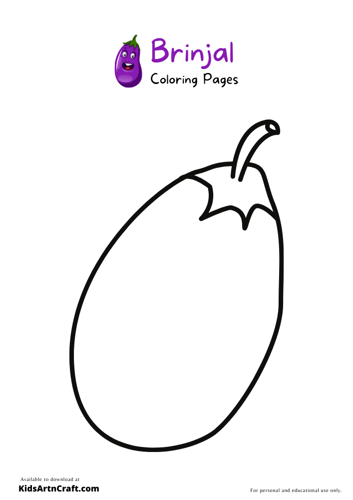 Eggplant/Brinjal Coloring Pages For Kids – Free Printables