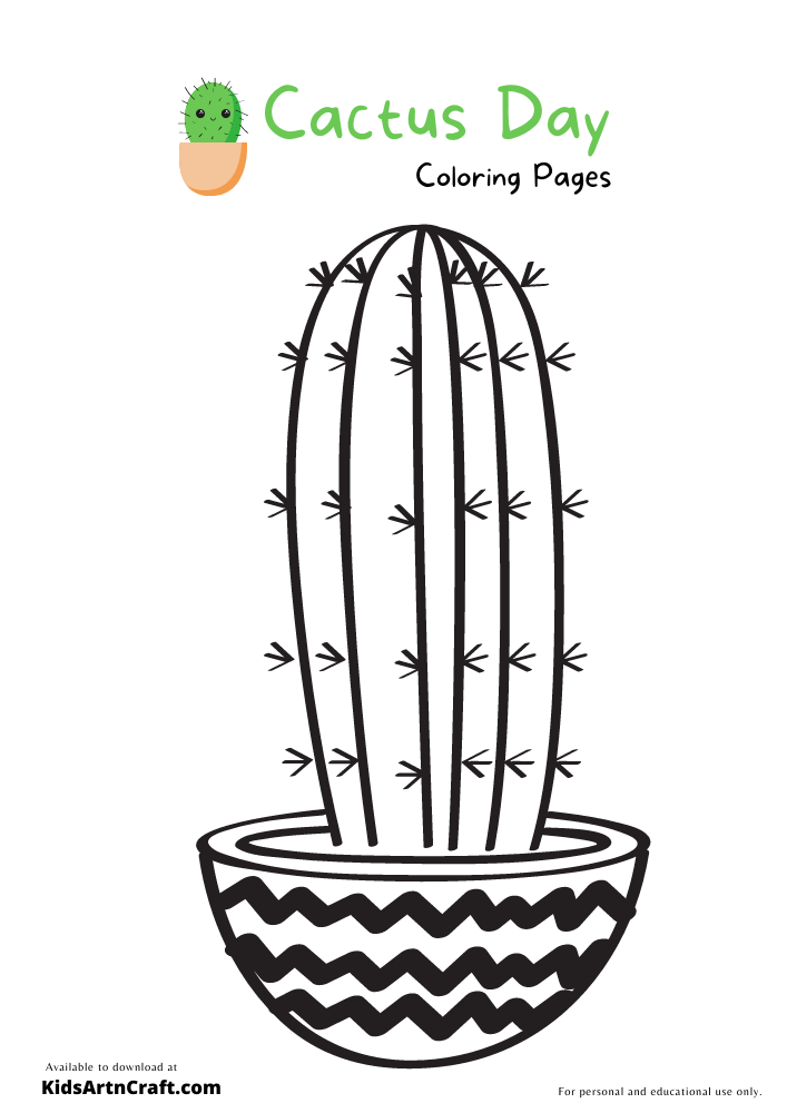 Cactus Day Coloring Pages For Kids – Free Printables
