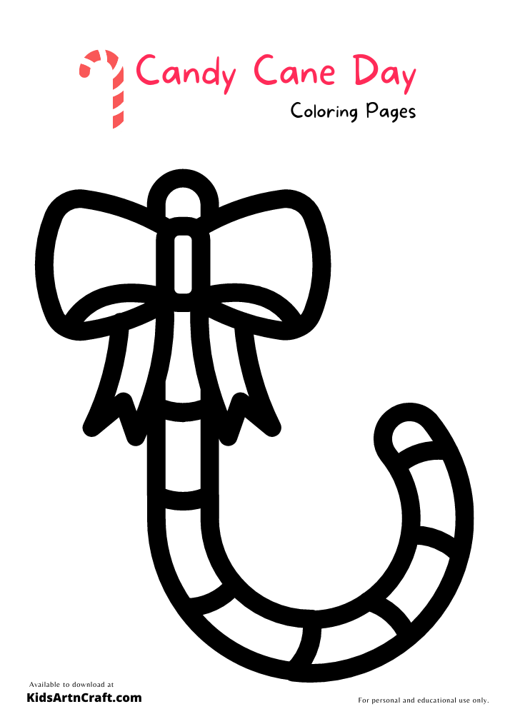 Candy Cane Day Coloring Pages For Kids – Free Printables