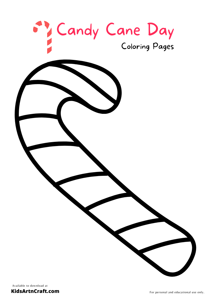 Candy Cane Day Coloring Pages For Kids – Free Printables