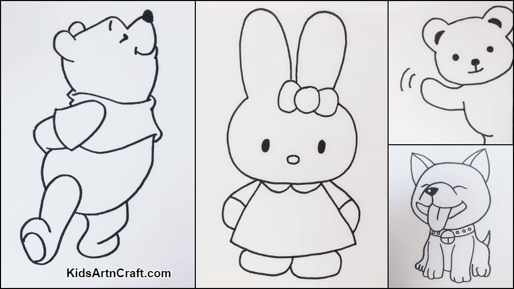Cartoon Animal Drawings for Kids - Kids Art & Craft
