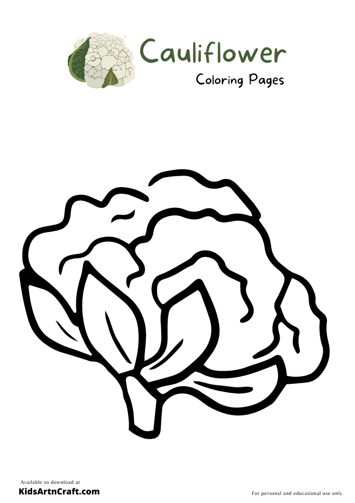 Cauliflower Coloring Pages For Kids – Free Printables