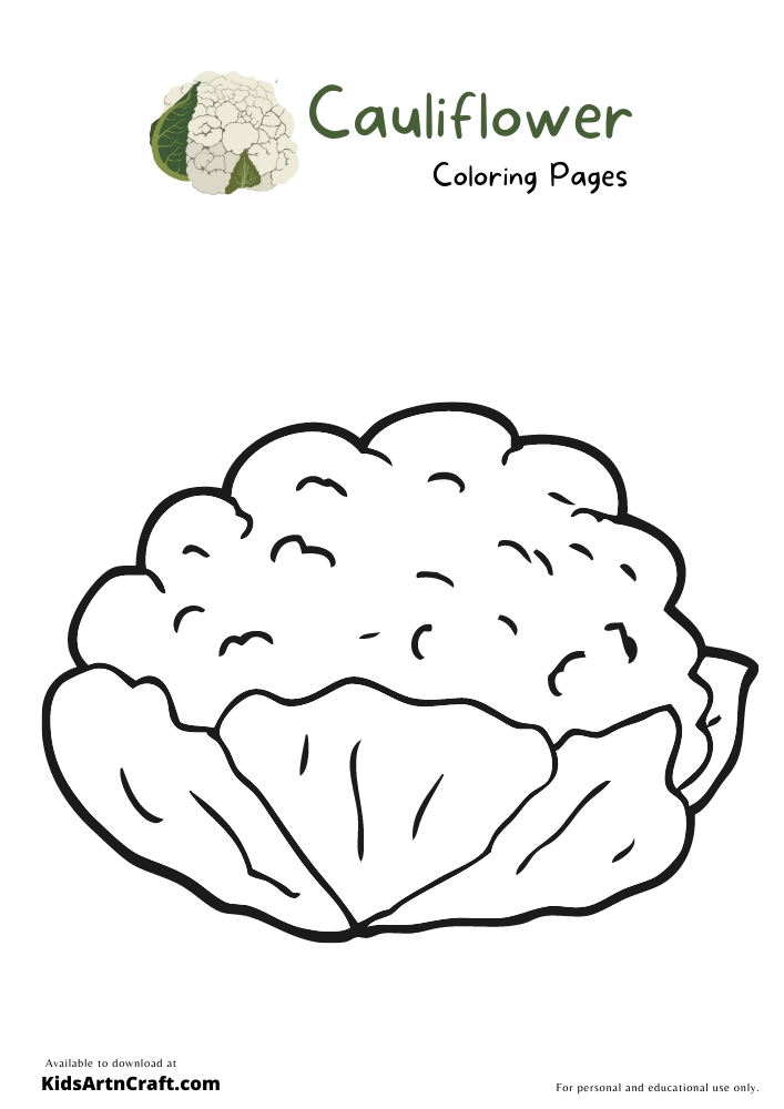 Cauliflower Coloring Pages For Kids – Free Printables