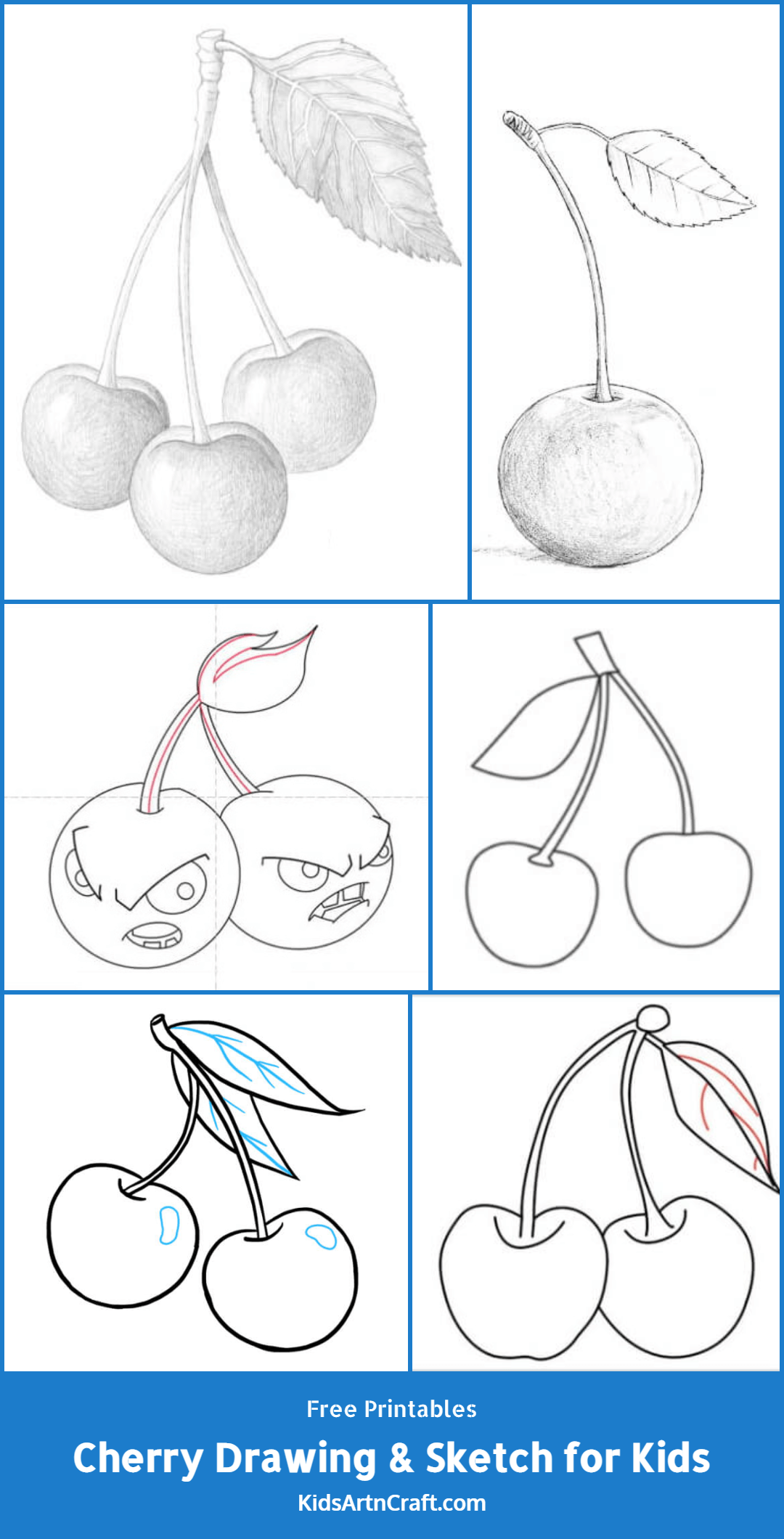 Cherry Drawing & Sketch for Kids
