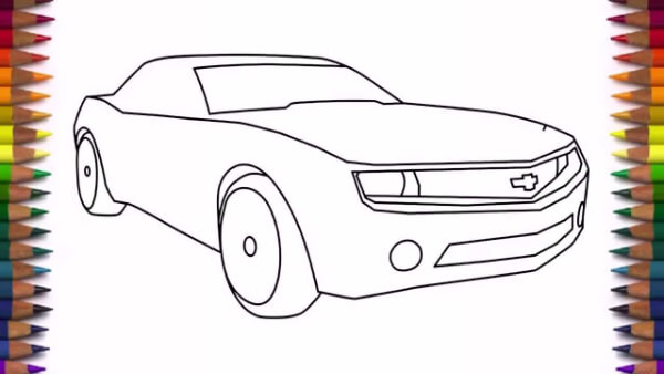 Easy Car Drawings for Kids Chevrolet Camaro  Sports Car's Drawing