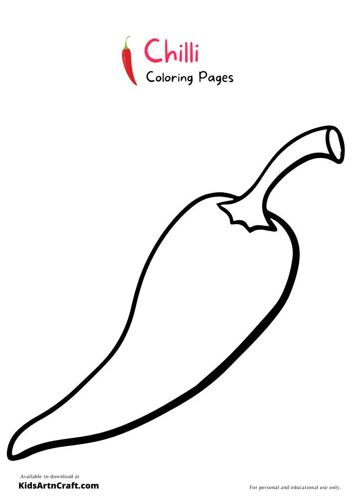 Chilli Coloring Pages For Kids – Free Printables