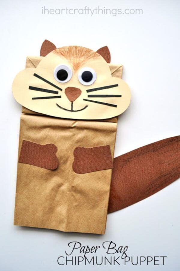 Chipmunk Puppet Craft With Paper Bag