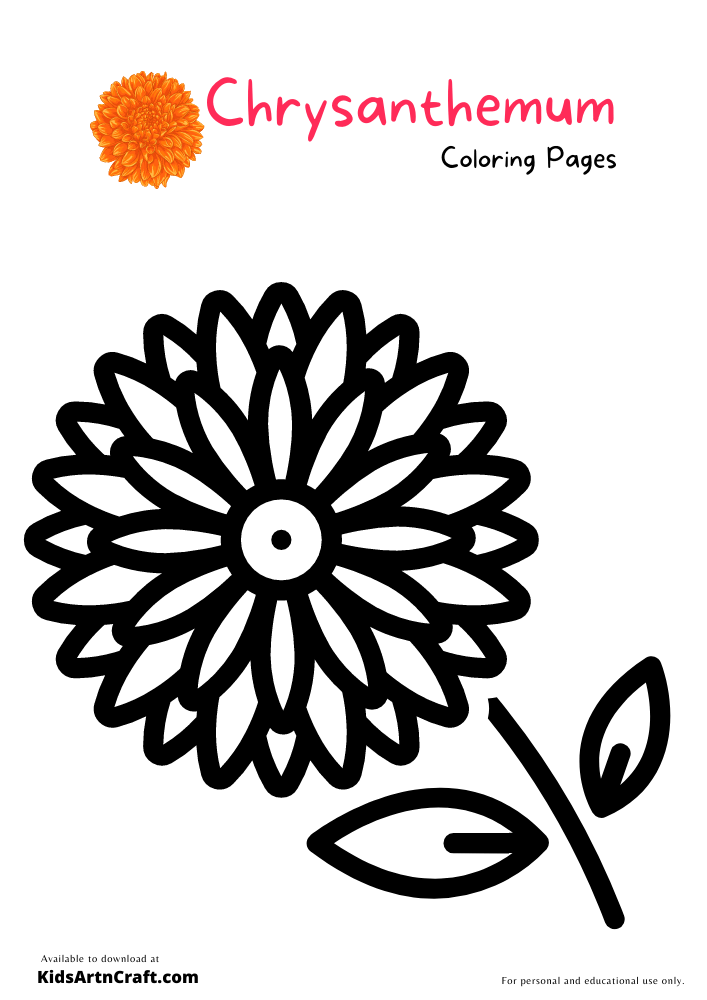 Chrysanthemum Coloring Pages For Kids – Free Printables