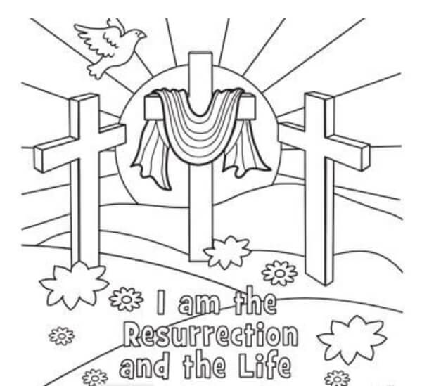 Church Cross Easter Coloring Page