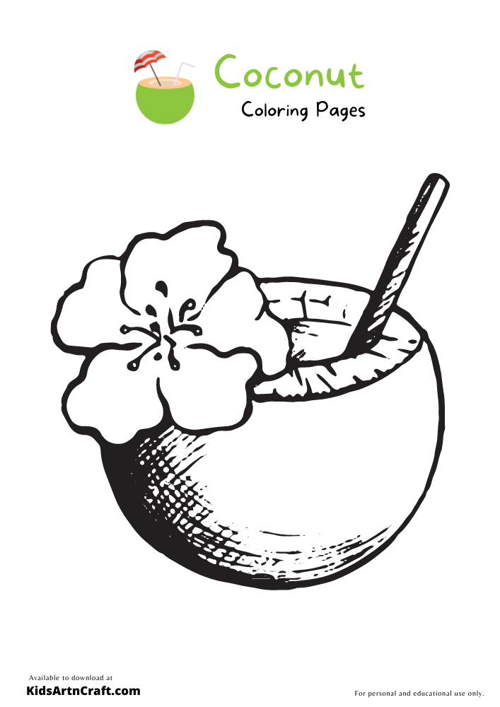 Coconut Coloring Pages For Kids – Free Printables