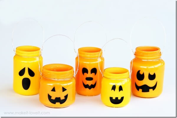 Colorful Halloween Lantern Jar Ideas For Kids