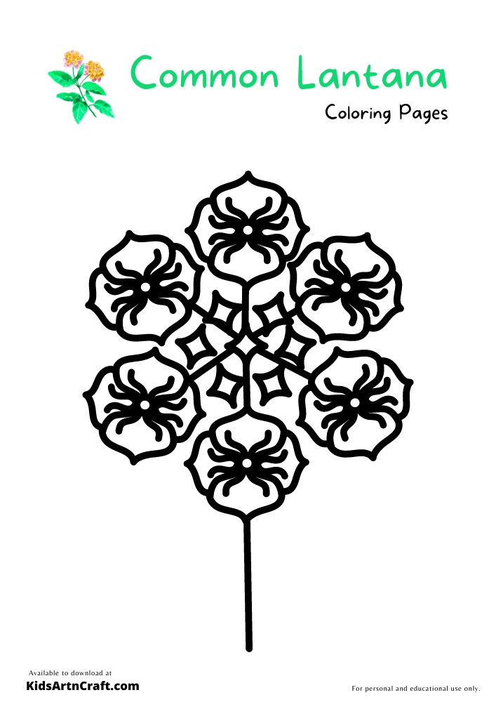 Common Lantana Coloring Pages For Kids
