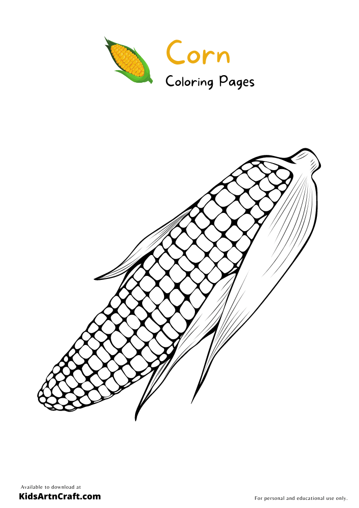 Corn Coloring Pages For Kids – Free Printables