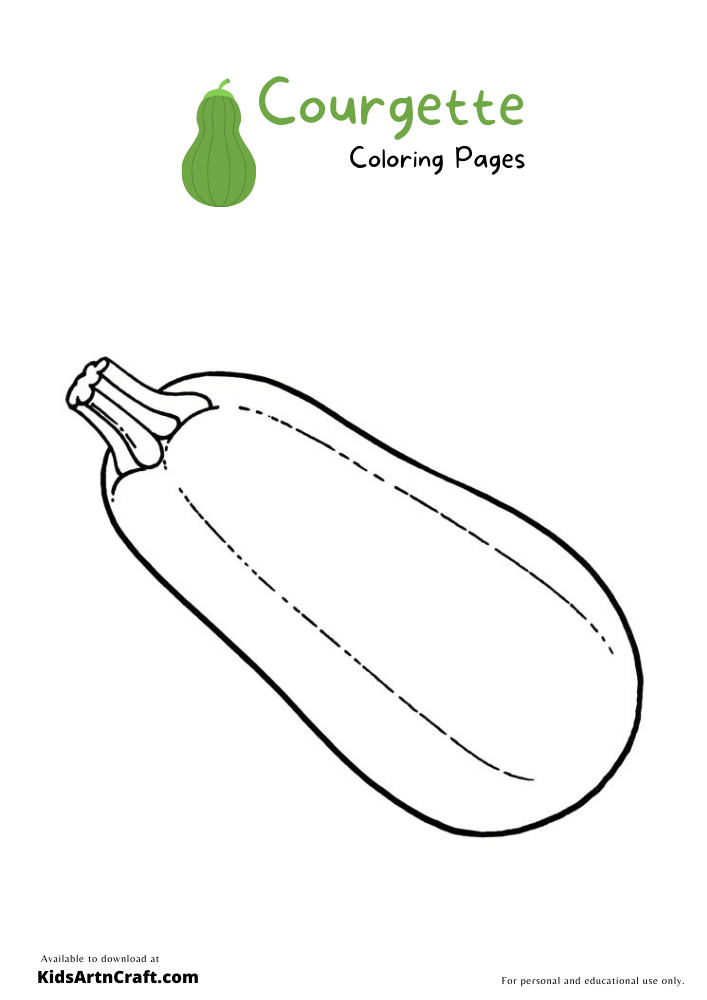 Courgette/Zucchini Coloring Pages For Kids – Free Printables