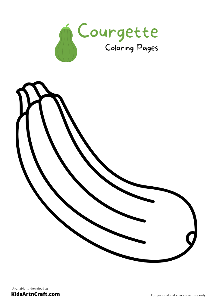 Courgette/Zucchini Coloring Pages For Kids – Free Printables
