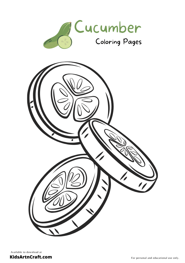 Cucumber Coloring Pages For Kids – Free Printables