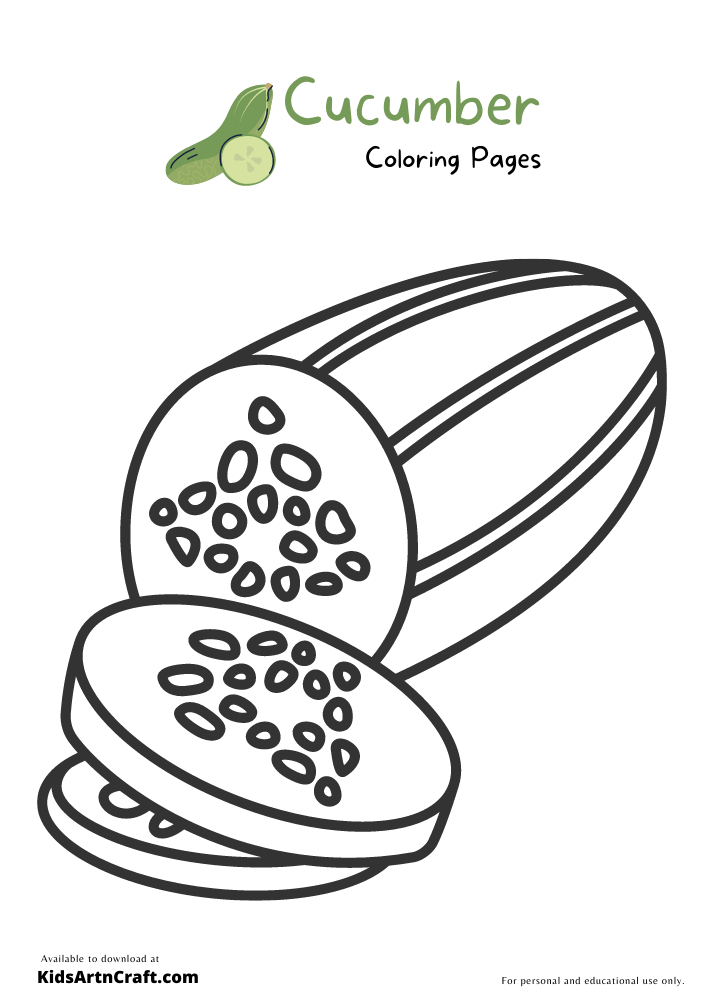 Cucumber Coloring Pages For Kids – Free Printables