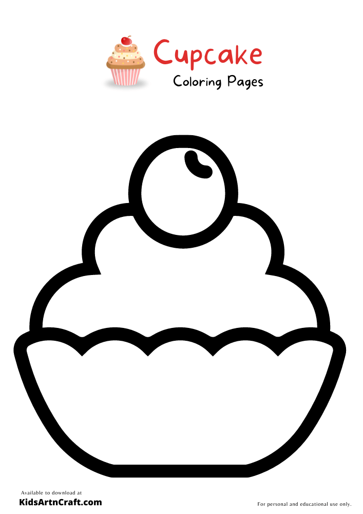 Cupcake coloring pages For Kids – Free Printables