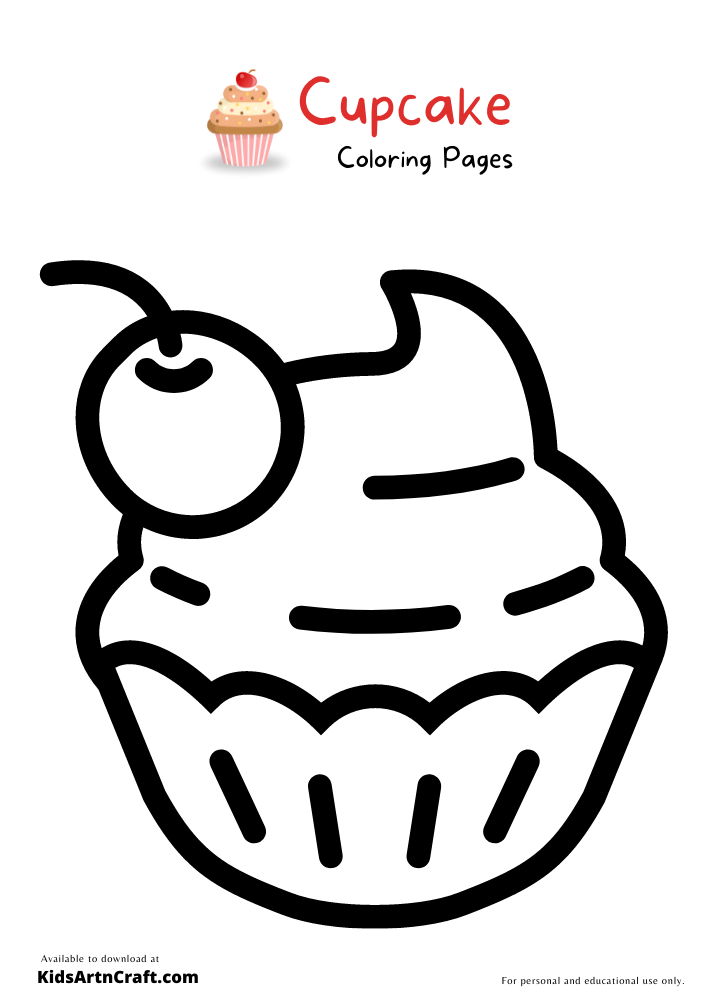 Cupcake coloring pages For Kids – Free Printables