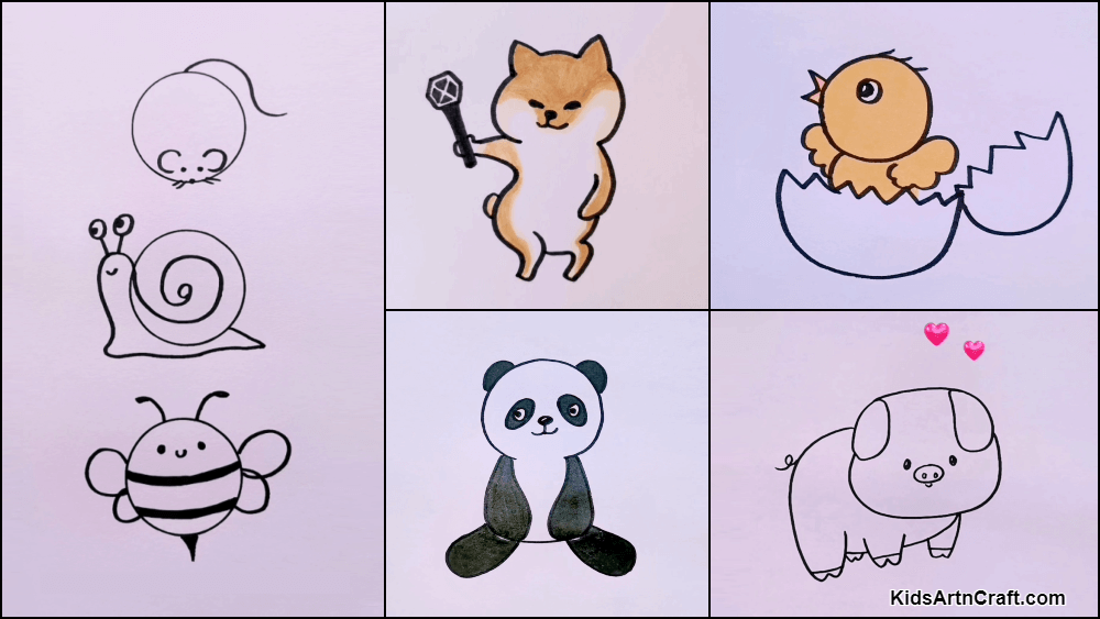 Cute Animal Drawings For Preschoolers - Kids Art & Craft