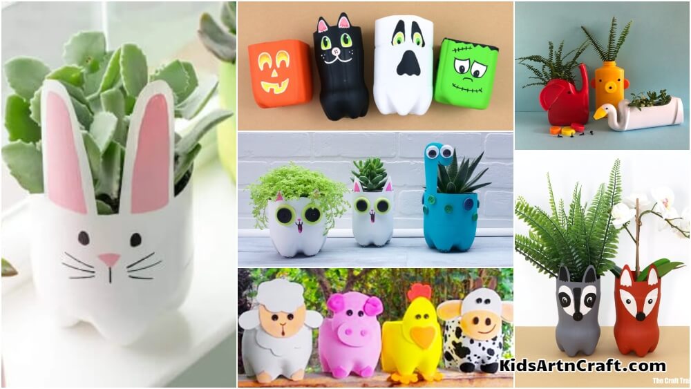 Cute Animal Planters with Plastic Bottle - Kids Art & Craft