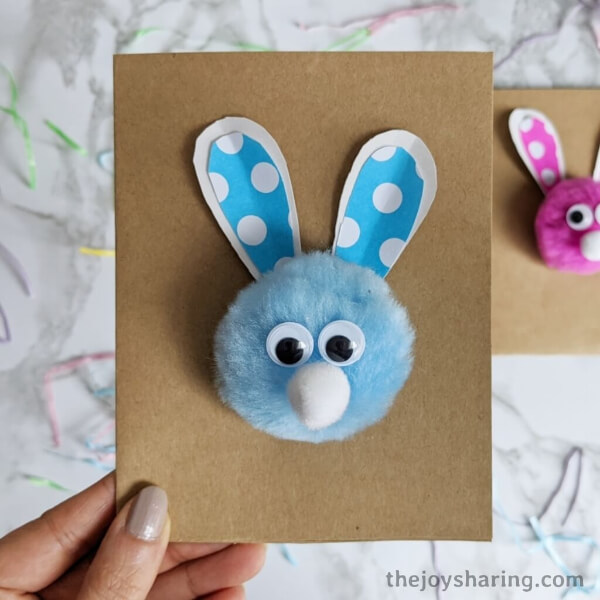 Cute Bunny Craft With Pom Pom
