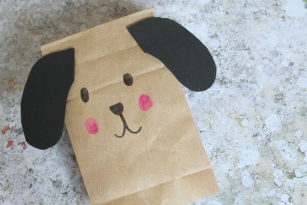 Cute Puppy Puppet Craft With Paper Bag