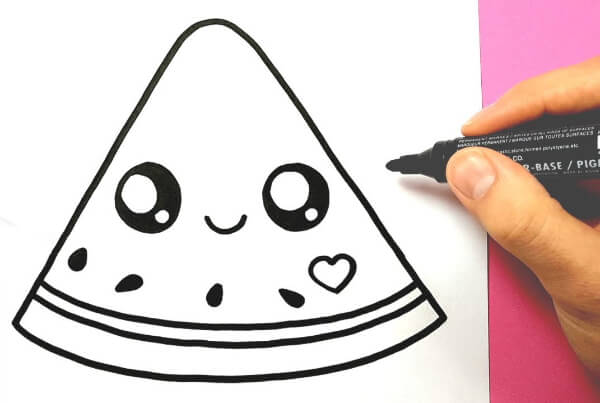 Cute Watermelon Slice Drawings For Kids