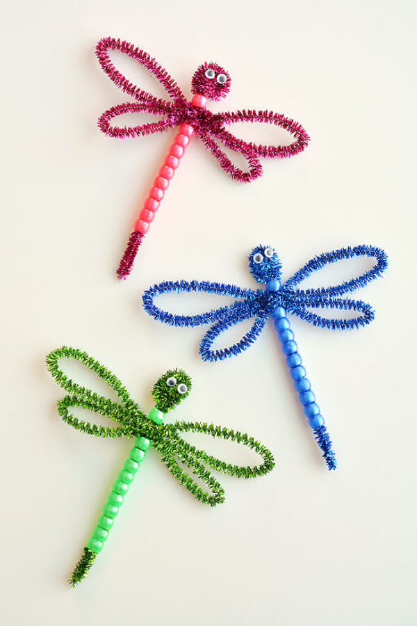 Dragonflies Pipe Cleaner With beaded Patterns