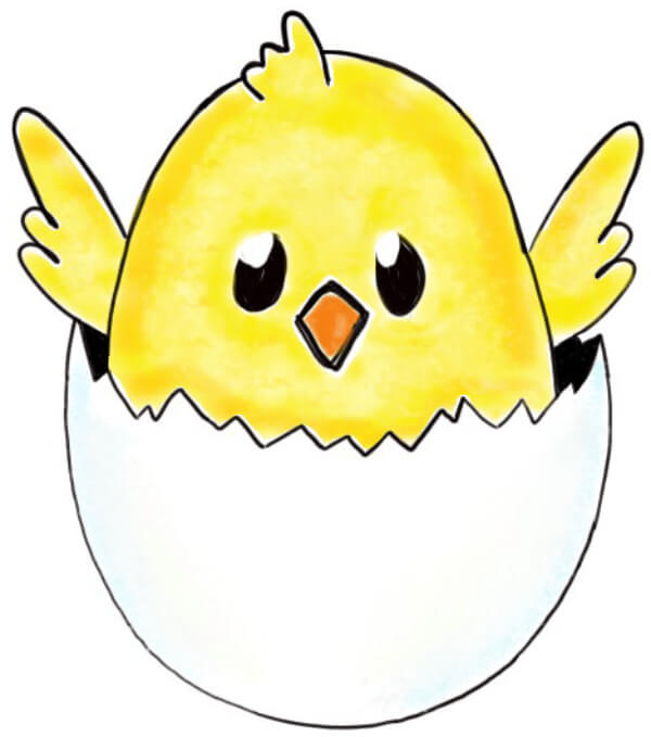 Easter Baby Chick Drawing For Kids