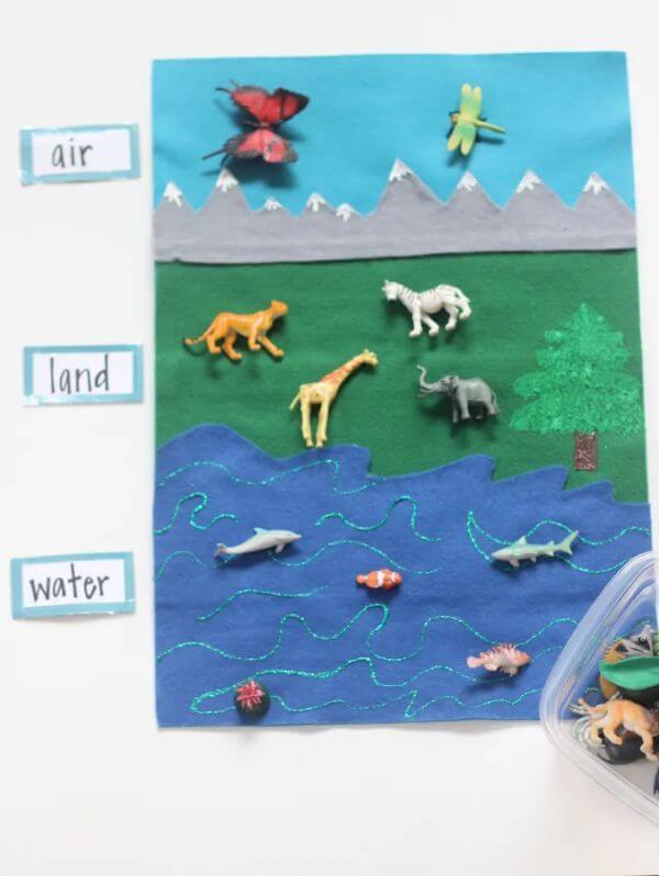 Easy Land Air Water Sorting Activity  Animal Habitat Projects for Kids