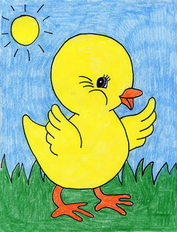 Cute Baby Chick Drawing