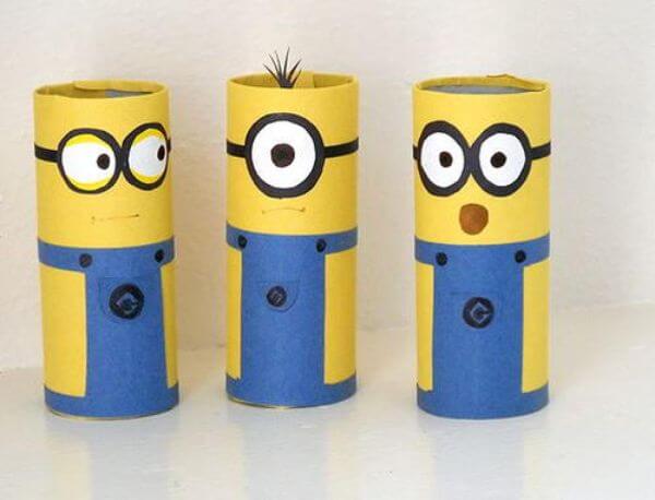 Easy Cardboard Minion Tube Paper Crafts For Kids
