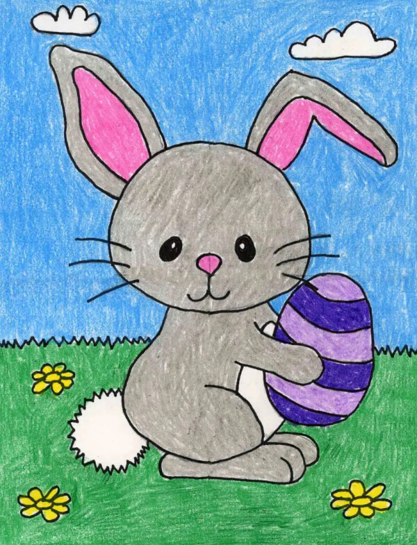Easy Easter Bunny Coloring Page 