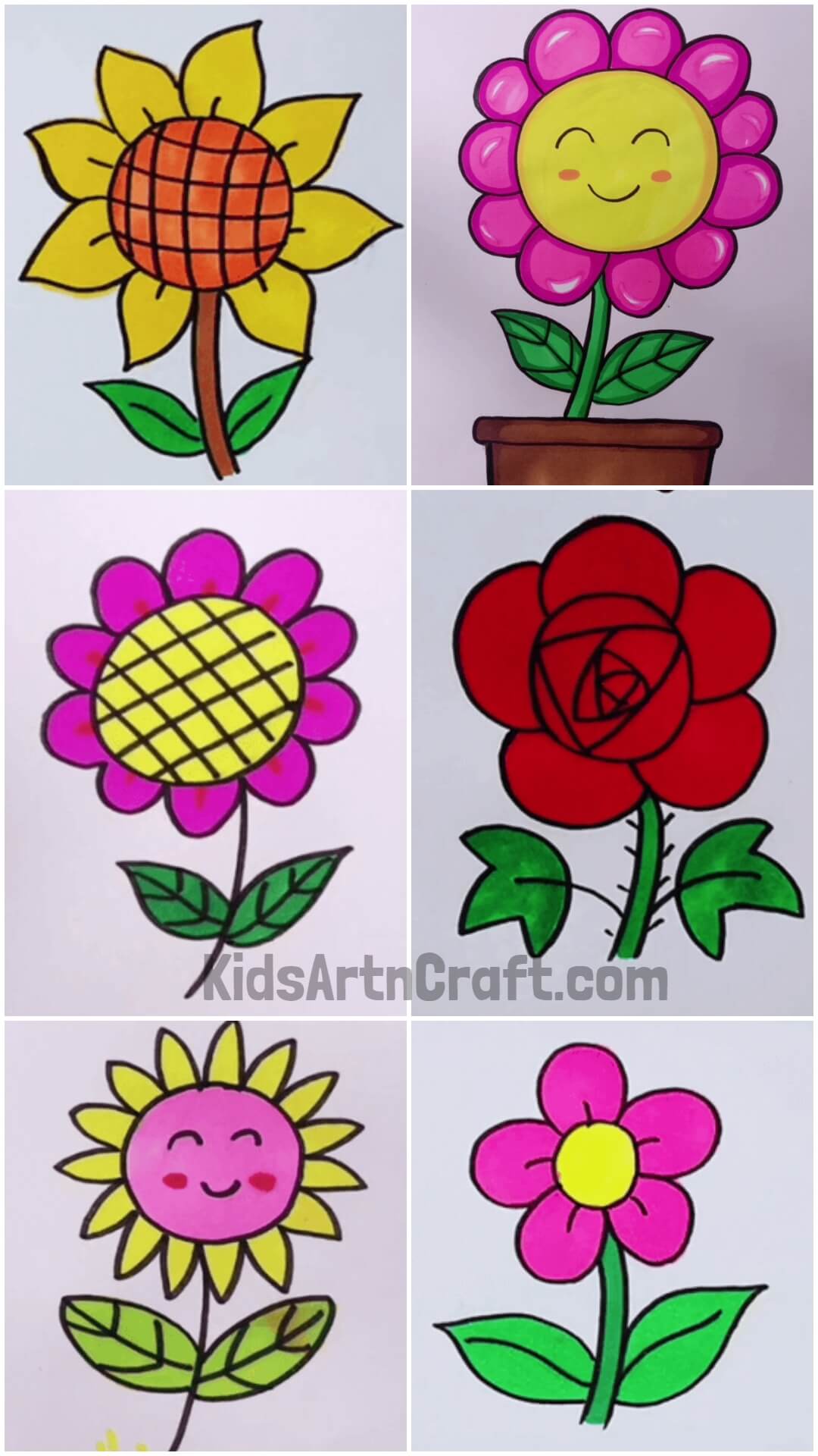 Easy Flower Drawing Ideas For Kids