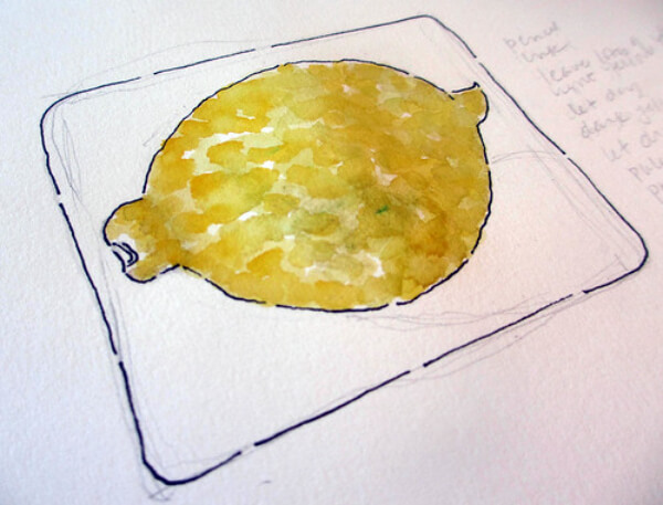 Lemon Drawing & Sketches for Kids Easy Lemon Drawing With Watercolor