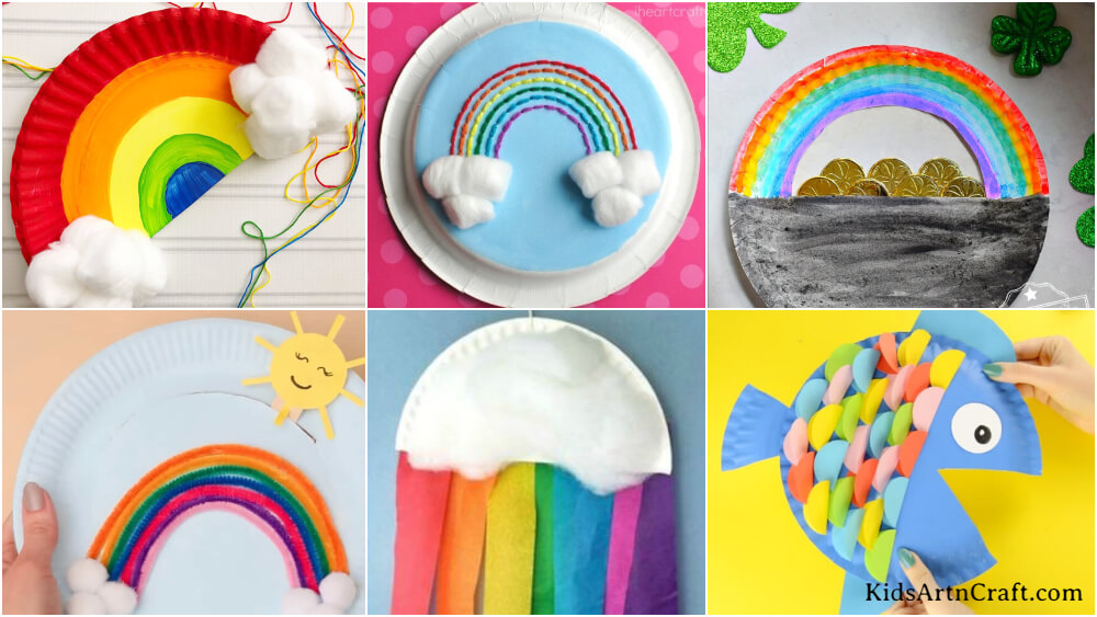 Paper plate rainbow craft for kids - Crafts By Ria