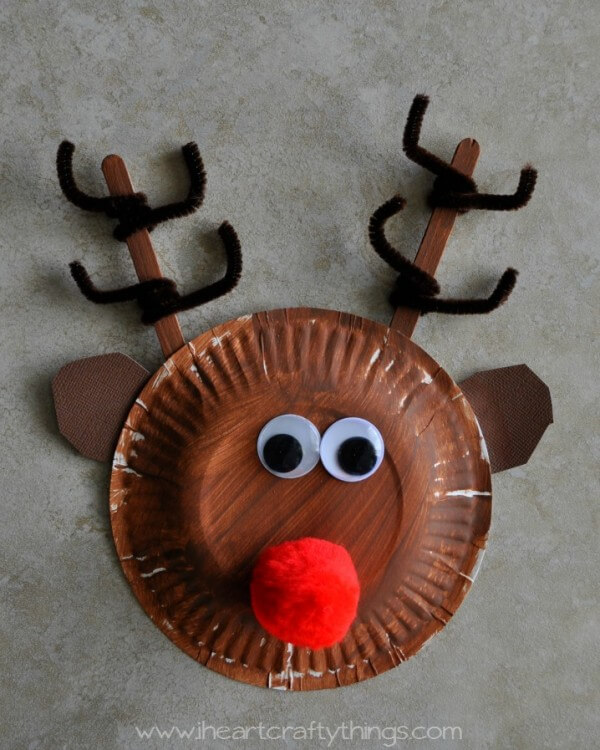 Easy Paper Plate Reindeer Crafts Rudolph Reindeer Craft With Paper Plate