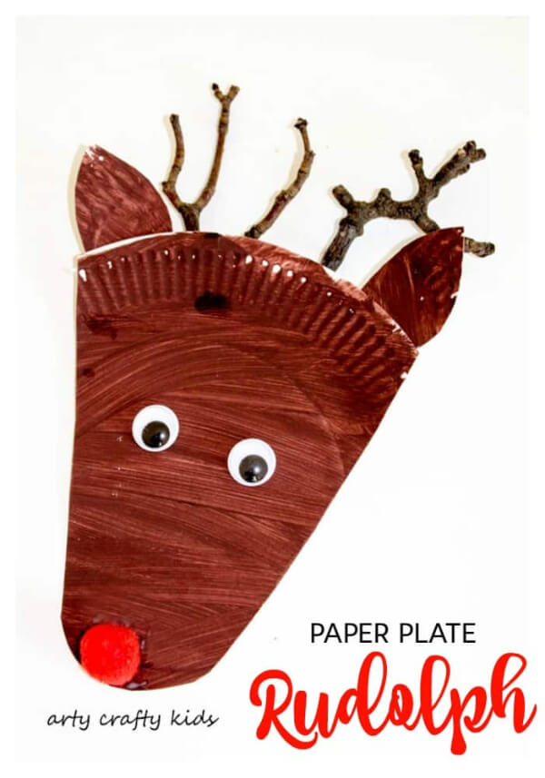 Rudolph Craft With Paper Plate For Kids