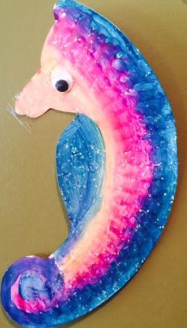 Easy Paper Plate Colorful Seahorse Craft For Kids