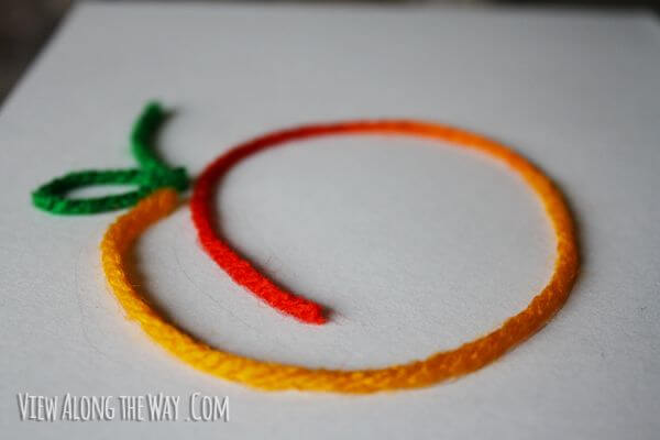 Easy Yarn Art Idea In Peach Shape Peach Crafts & Activities for Kids