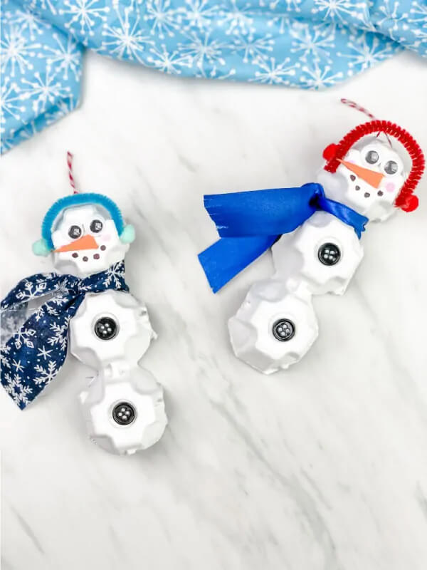  Christmas Ornament Crafts for Kids Easy Egg Carton Snowman Craft For Kids