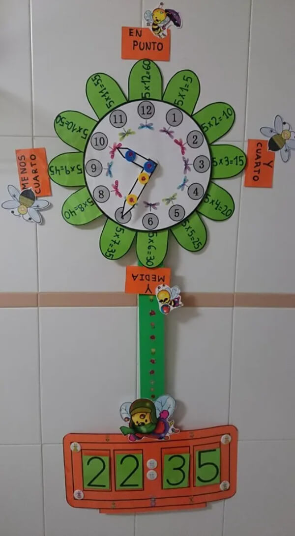 Flower Themed Classroom Clock