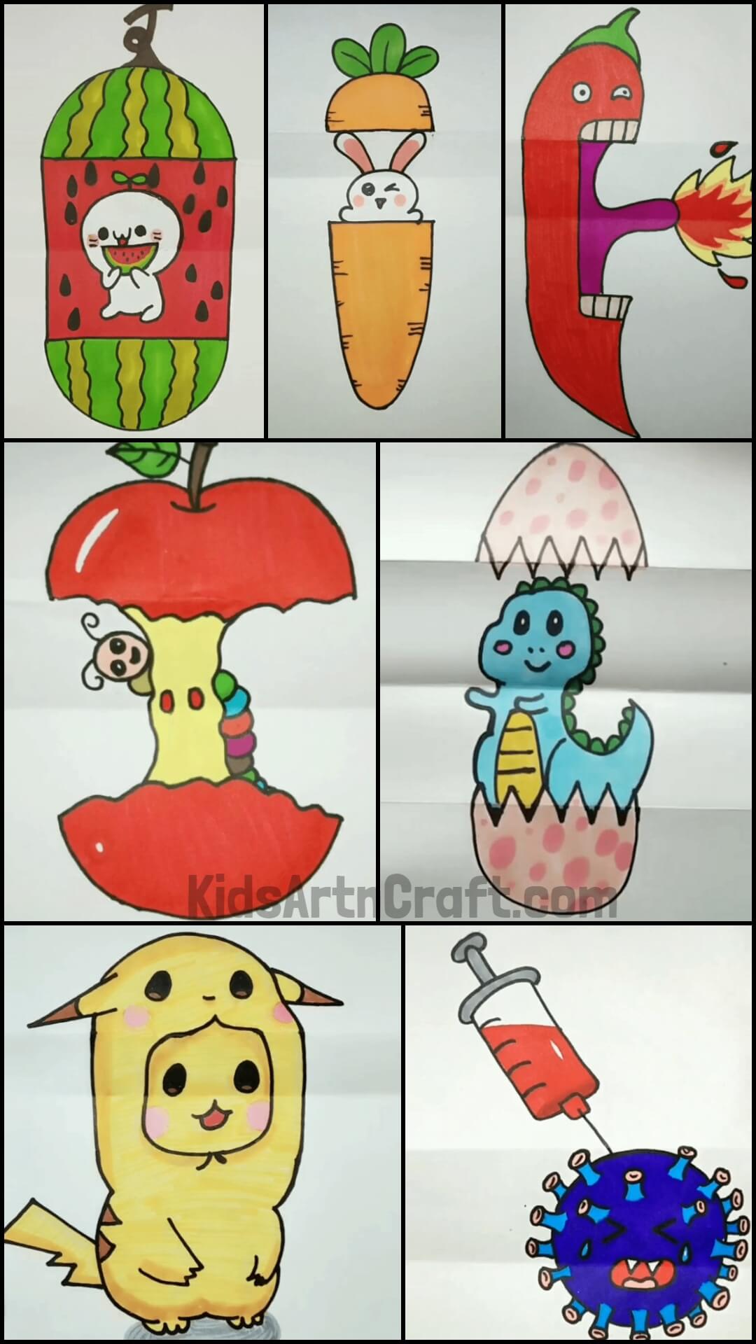 Folded Surprise Drawing Projects for Kids